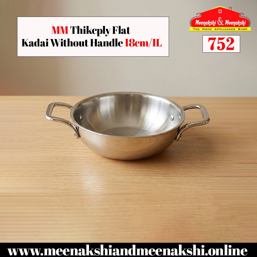 MM Thickply Flat Kadai Without Lid