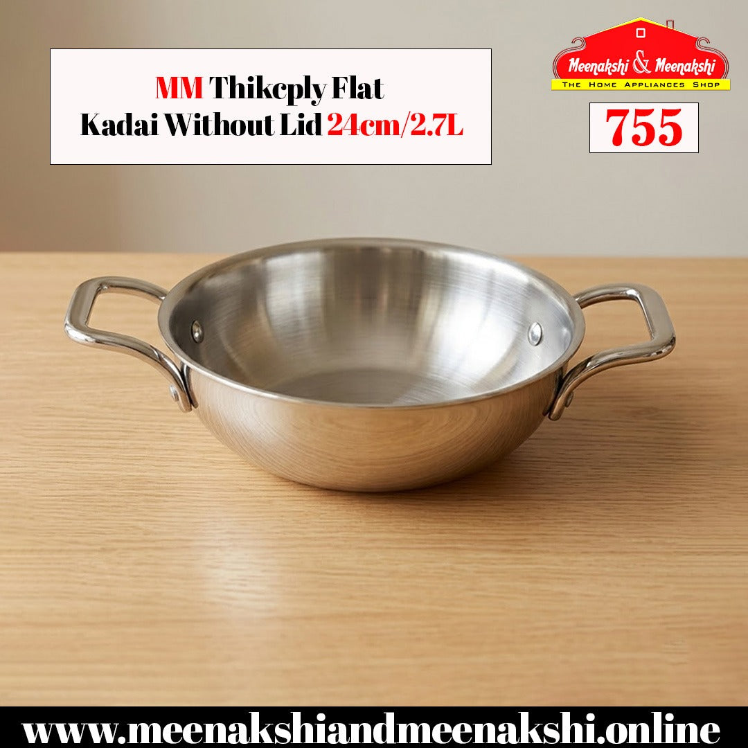 MM Thickply Flat Kadai Without Lid