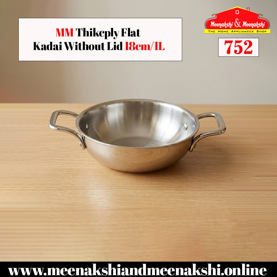 MM Thickply Flat Kadai Without Lid