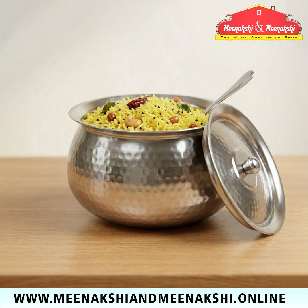 MM SS Hammered Gundu With Lid