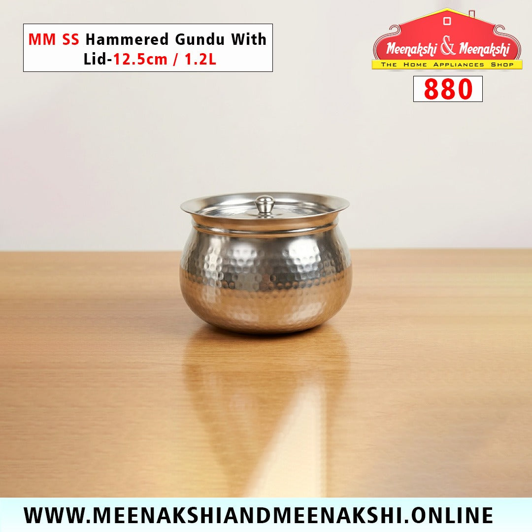 MM SS Hammered Gundu With Lid
