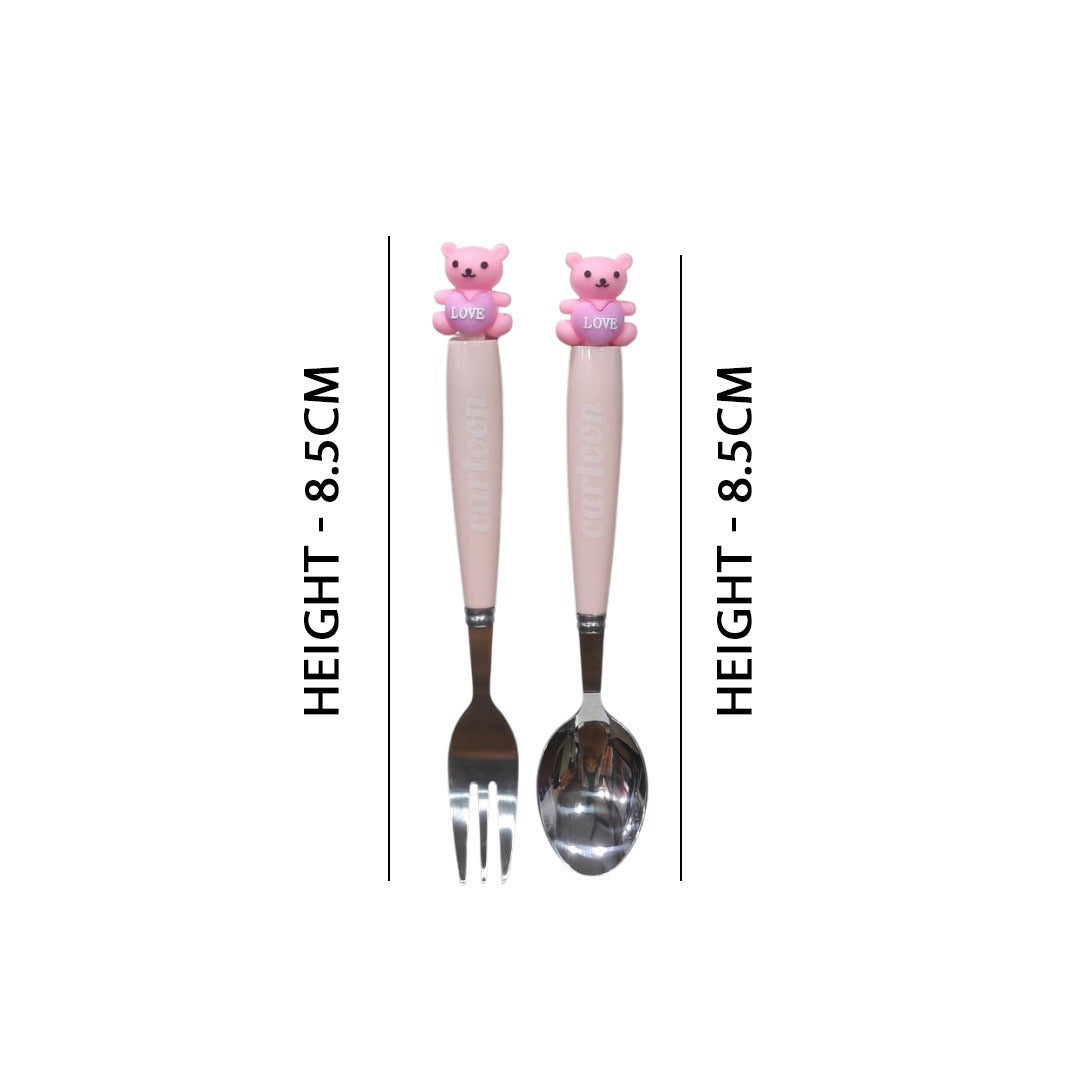 Cartoon 2PCS Spoon & Fork Set Teddy Bear
