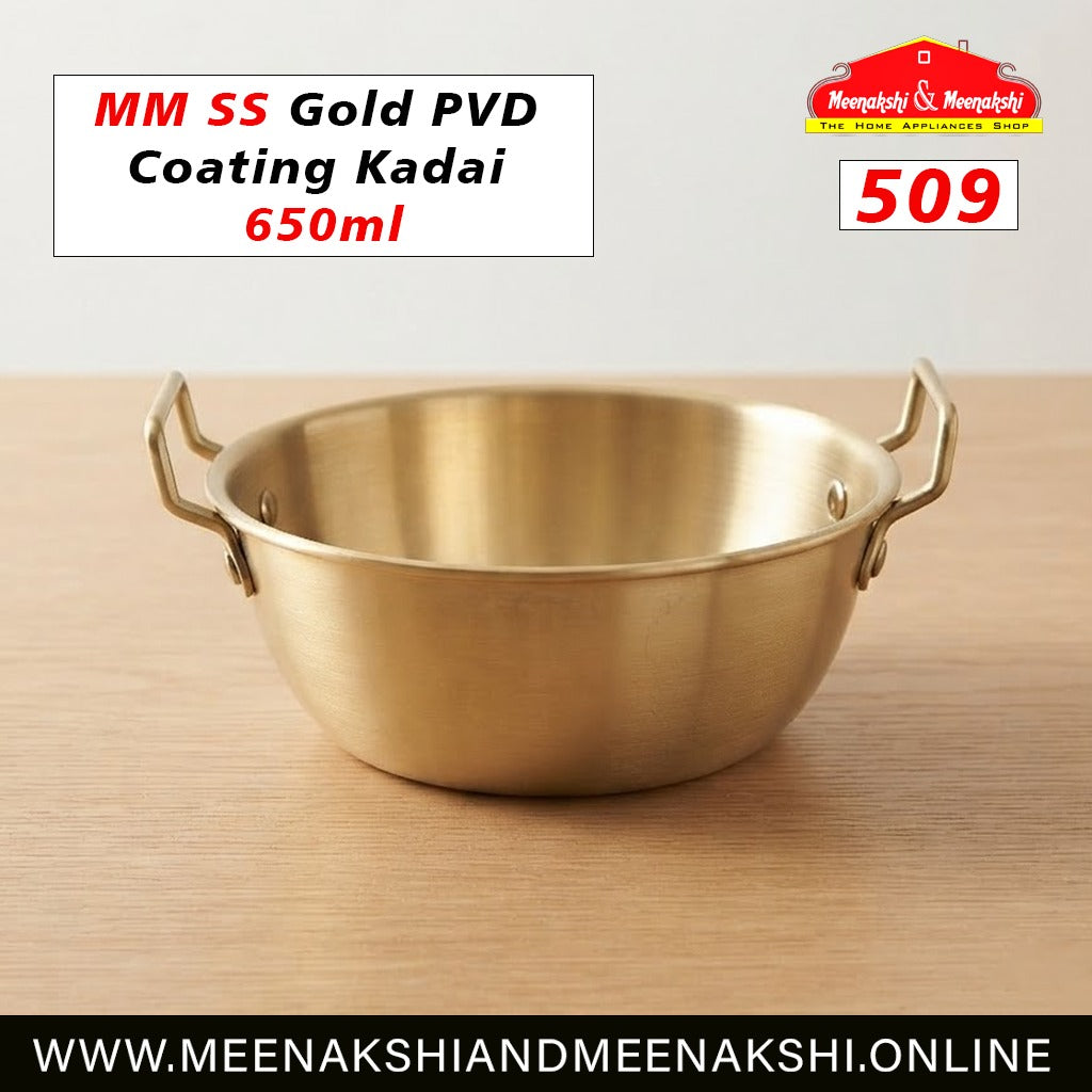 MM SS Gold PVD Coating Kadai