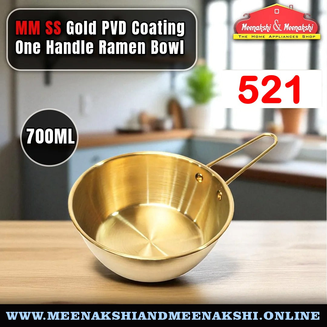 MM SS Gold PVD Coating One Handle Ramen Bowl
