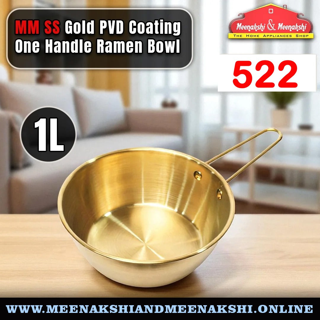 MM SS Gold PVD Coating One Handle Ramen Bowl