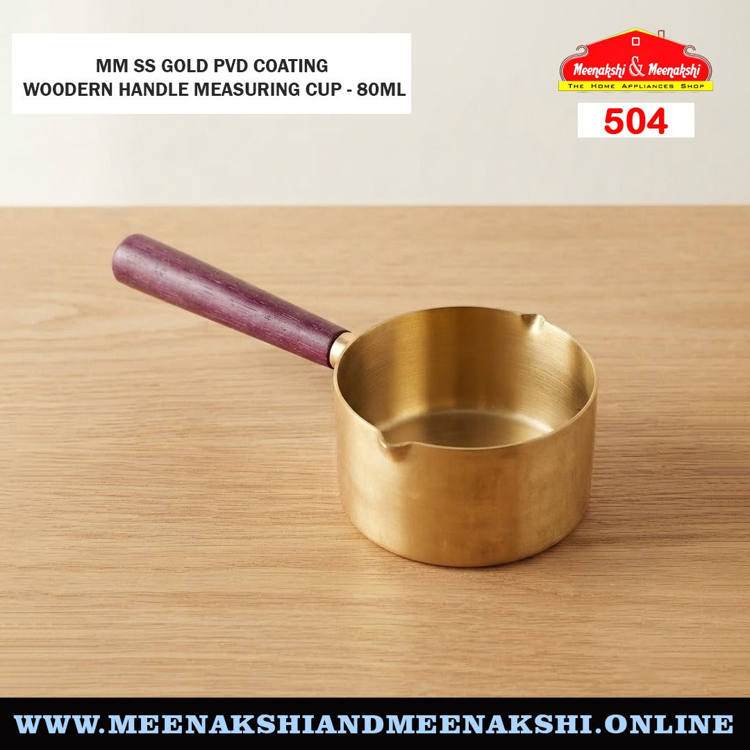 MM SS Gold PVD Coating Woodern Handle Measuring Cup
