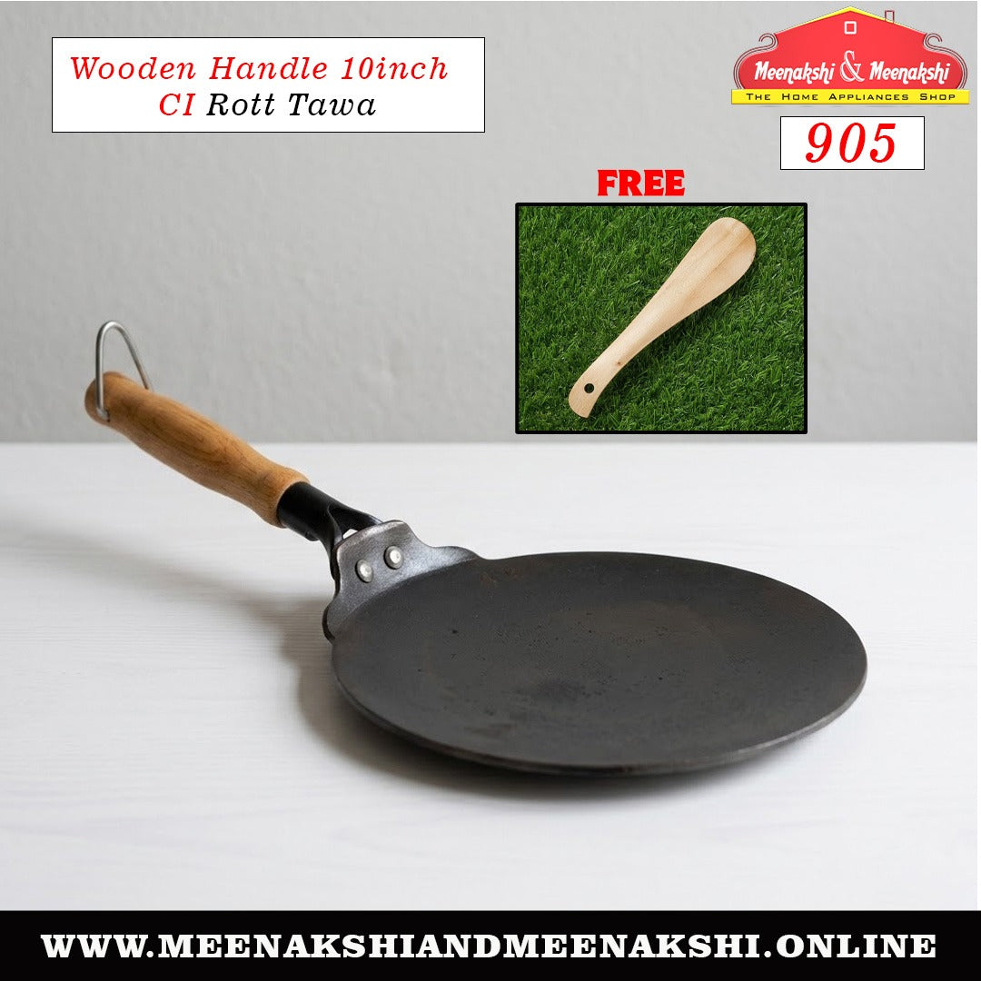 Wooden Handle 10inch CI Rotti Tawa 905