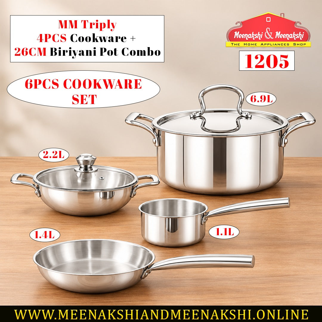 MM Triply 4PCS Cookware + 26CM Biriyani Pot Combo