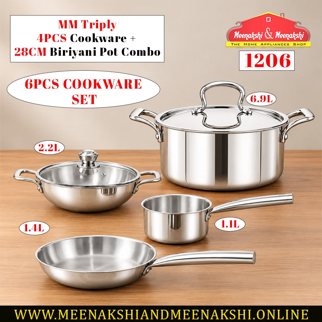 MM Triply 4PCS Cookware + 28CM Biriyani Pot Combo
