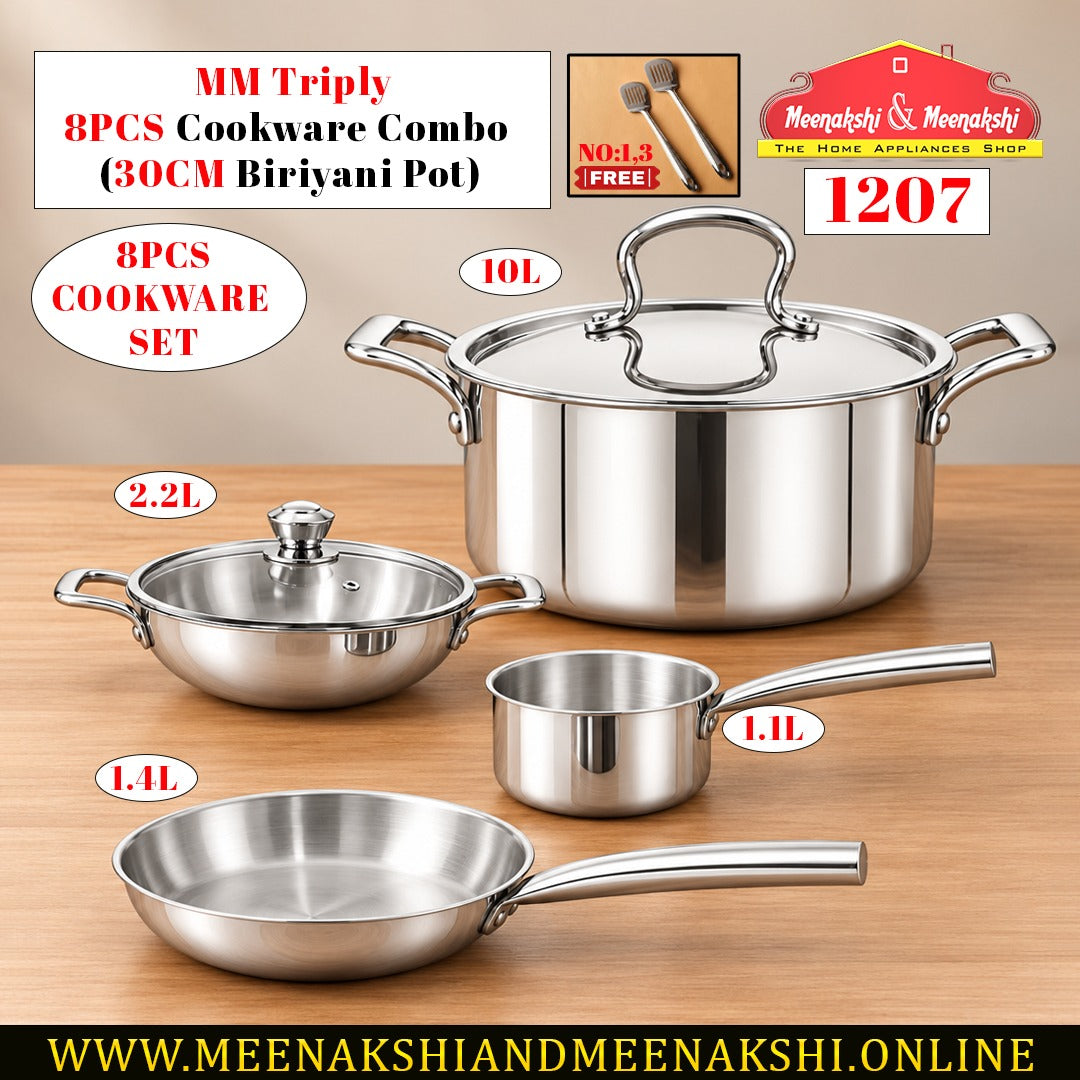MM Triply 8PCS Cookware Combo (30CM Biriyani Pot)