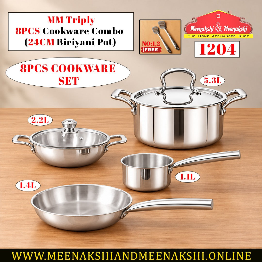 MM Triply 8PCS Cookware Combo (24CM Biriyani Pot)