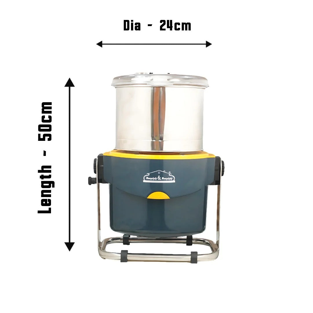 MM19 Table Top Tilting Grinder 2L Grey & MangoYellow with Small Drum 1L MM3361