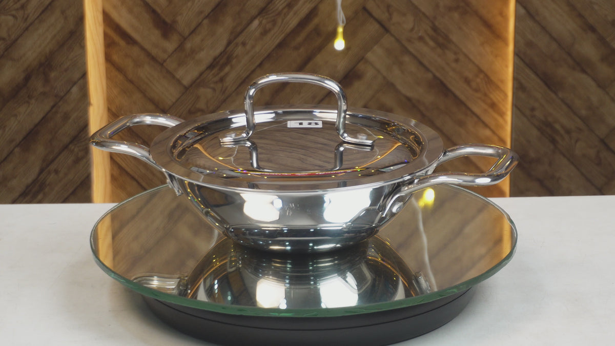 Load video: MM Maxi Triply Kadai With Lid